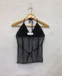 Black Sequin Halter Top