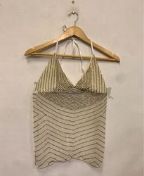 Cream Beaded Halter Top