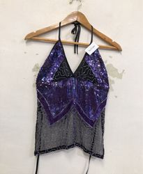 Purple Sequin Halter Top