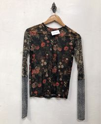 Floral Mesh Long Sleeve Top