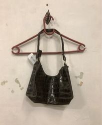 Black Crocodile Embossed Shoulder Bag
