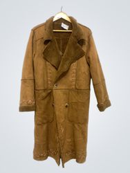 Brown Suede Coat with Embroidery