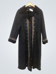 Anne Klein Embroidered Faux Suede Coat