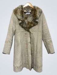 VooDoo Women's Beige Embroidered Faux Fur Lined Co..