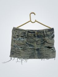Distressed Denim Mini Skirt