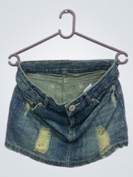Distressed Denim Mini Skirt