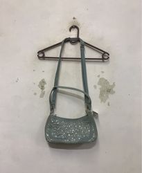Light Blue Rhinestone Shoulder Bag