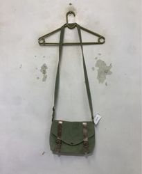 Green Suede Shoulder Bag with Buckle Detail