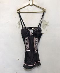 Sexy Diana Black Pinstripe Corset Lingerie