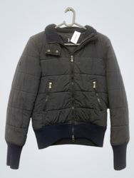 LADYSOUL Black Quilted Bomber Jacket with Ribbed C..