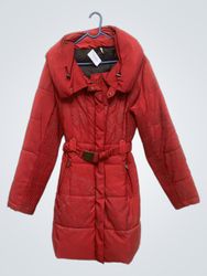 Red Puffer Coat with Belt