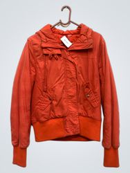 Divided Orange Hooded Bomber Jacket