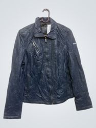 Blue Faux Leather Jacket
