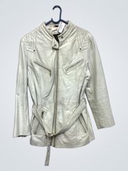 JC Collection White Leather Jacket