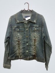 Veste en jean QIAO JUN avec détail à lacets