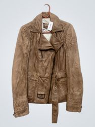 Amage Women's Brown Leather Moto Jacket