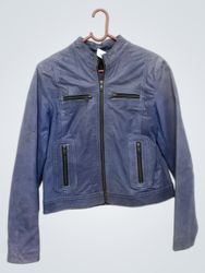 Blue Faux Leather Jacket