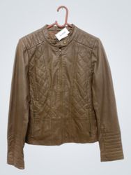 Caroll Brown Quilted Faux Leather Jacket