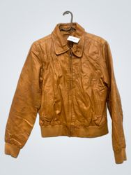 Men's Brown Leather Bomber Jacket