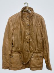 Brown Leather Jacket with Belt