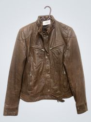 AMISU braune Leder-Bikerjacke