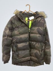 Camouflage Puffer Jacket with Fur Hood
