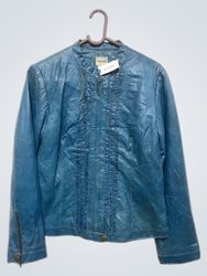 CHICO'S ブルー フェイクレザー ジャケット