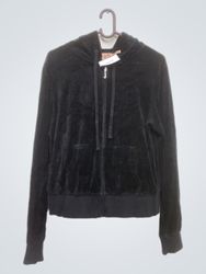 Juicy Couture ブラックベロア ジップアップフーディー（クラウングラフィック）