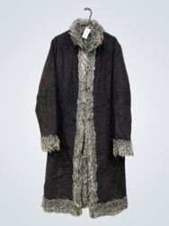 Black faux fur trim coat