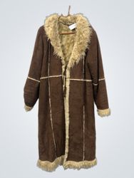 Flarid NAC 2745 Brown Suede Faux Fur Lined Long Co..
