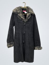 Lipstick Black Faux Fur Trimmed Coat