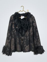 ROSA Black Jacket with Fur Trim