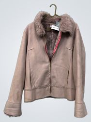 Papaya Pink Faux Fur Trimmed Jacket