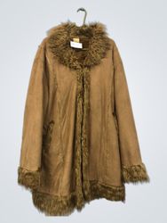 BCC Collection Suede-like Jacket with Fur Trim