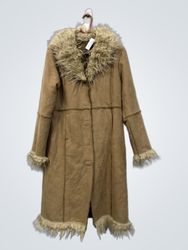 Brown Faux Fur Trimmed Coat
