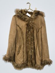 Brown Faux Fur Trimmed Hooded Jacket