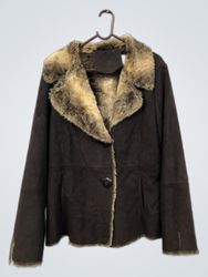 CAROLL Brown Faux Fur Lined Jacket