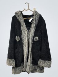 Preference Collection Black Hooded Faux Fur Trim J..