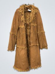 Brown Faux Fur Trimmed Coat