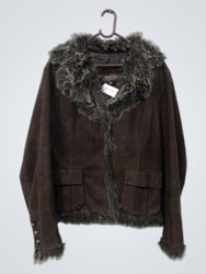 SOFTY COLLECTION Brown Faux Fur Trimmed Jacket