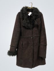 Phase Eight Brown Faux Fur Trimmed Coat
