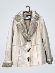 Cream Faux Fur Trimmed Jacket NAC-2990