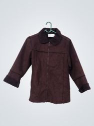 Brown Suede Jacket with Shearling Collar