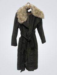 Women's Long Coat with Fur Collar