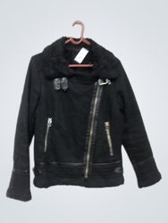 Black Faux Shearling Lined Moto Jacket