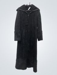 Long Black Coat with Fur Trim