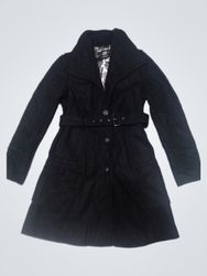 Guess Black Belted Wool Blend Coat