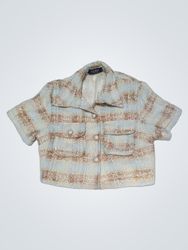 AKIRA Short Sleeve Tweed Jacket with Sequins