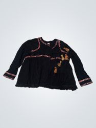 PULL&BEAR Tunique noire à pampilles brodée