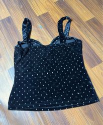 Black Velvet Sequin Dot Tank Top